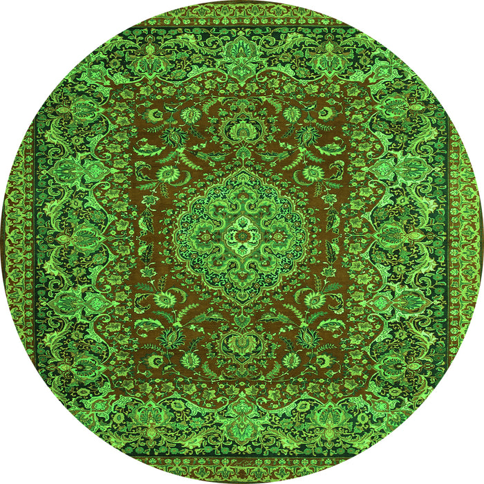 Square Medallion Green Traditional Rug, tr20grn
