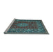 Sideview of Machine Washable Medallion Light Blue Traditional Rug, wshtr20lblu