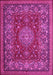 Machine Washable Medallion Pink Traditional Rug, wshtr20pnk