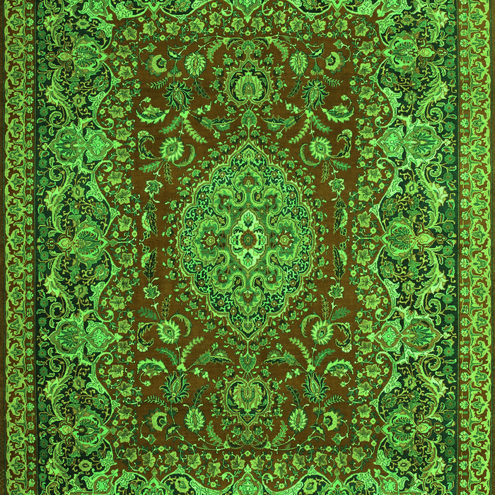 Serging Thickness of Machine Washable Medallion Green Traditional Area Rugs, wshtr20grn