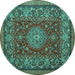 Round Medallion Turquoise Traditional Rug, tr20turq