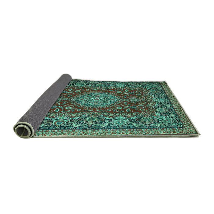 Sideview of Medallion Turquoise Traditional Rug, tr20turq