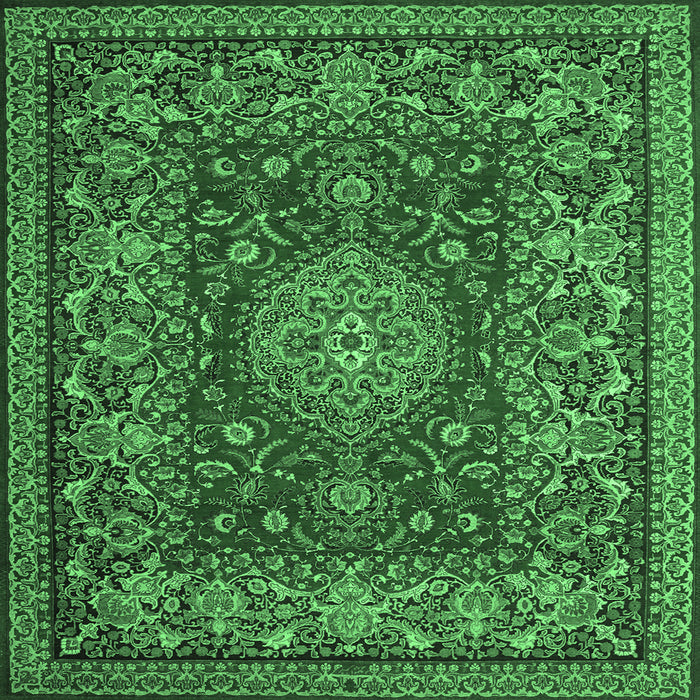 Square Medallion Emerald Green Traditional Rug, tr20emgrn