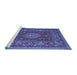 Sideview of Machine Washable Medallion Blue Traditional Rug, wshtr20blu