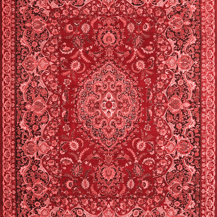Machine Washable Medallion Red Traditional Rug, wshtr20red