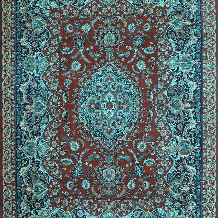 Machine Washable Medallion Light Blue Traditional Rug, wshtr20lblu