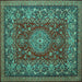 Square Medallion Turquoise Traditional Rug, tr20turq