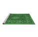 Sideview of Machine Washable Medallion Emerald Green Traditional Area Rugs, wshtr20emgrn