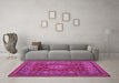 Machine Washable Medallion Pink Traditional Rug in a Living Room, wshtr20pnk