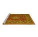 Sideview of Machine Washable Medallion Yellow Traditional Rug, wshtr20yw