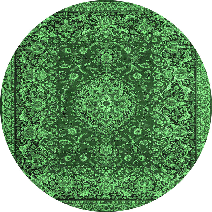 Round Medallion Emerald Green Traditional Rug, tr20emgrn