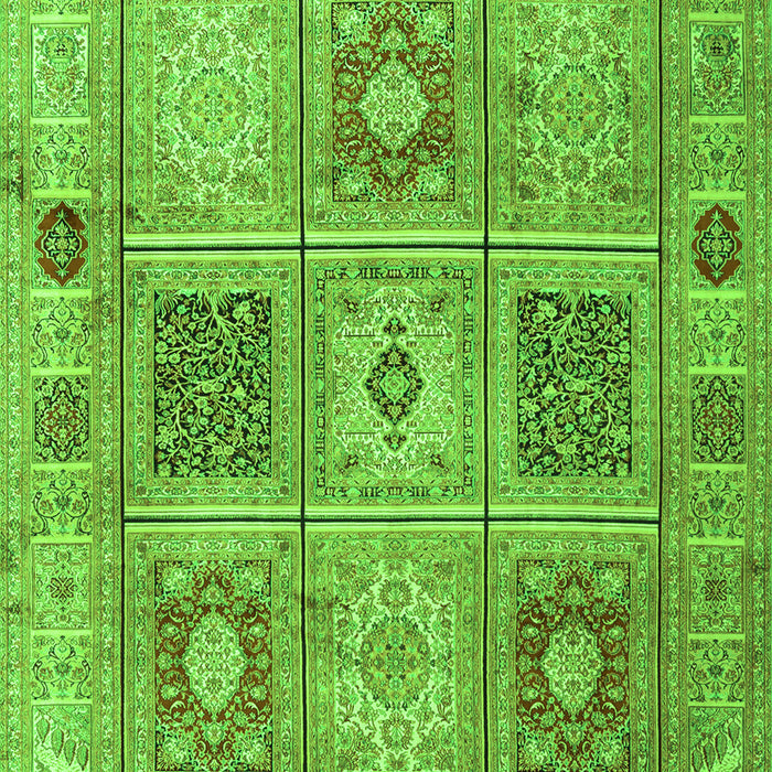 Serging Thickness of Machine Washable Persian Green Traditional Area Rugs, wshtr2100grn