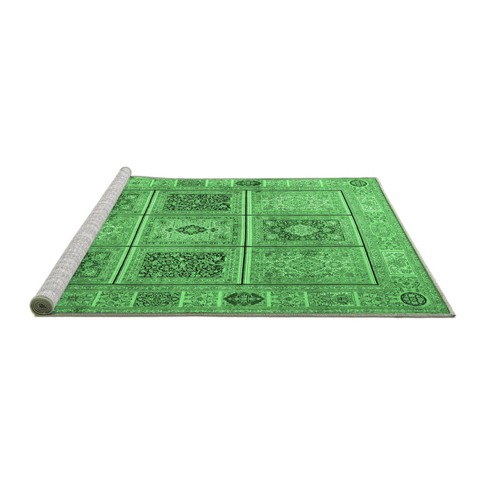 Sideview of Machine Washable Persian Emerald Green Traditional Area Rugs, wshtr2100emgrn
