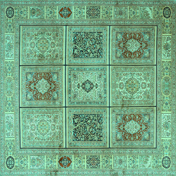 Square Persian Turquoise Traditional Rug, tr2100turq