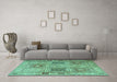 Machine Washable Persian Turquoise Traditional Area Rugs in a Living Room,, wshtr2100turq