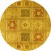 Round Persian Yellow Traditional Rug, tr2100yw