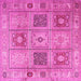 Square Machine Washable Persian Pink Traditional Rug, wshtr2100pnk