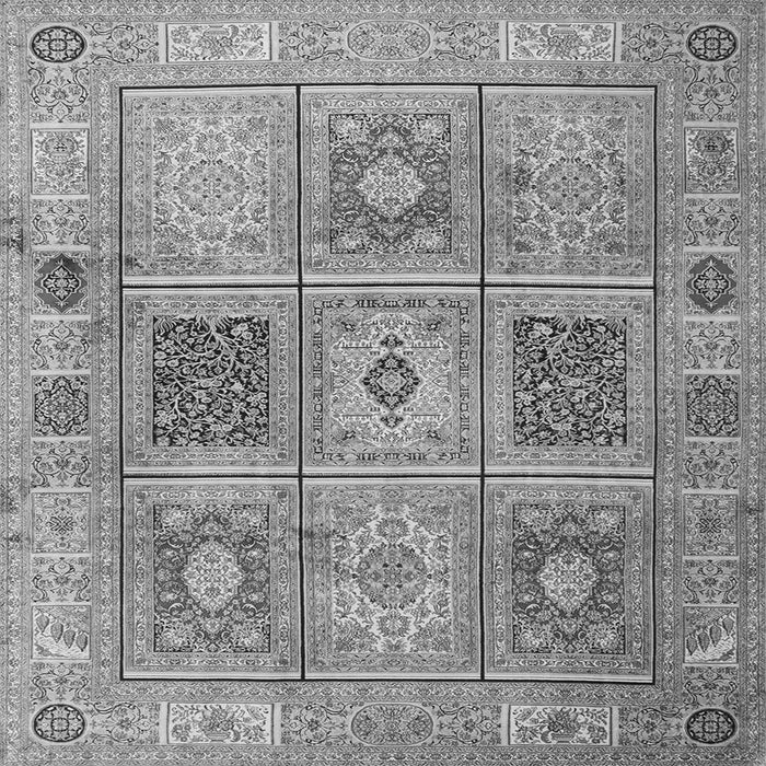 Round Machine Washable Persian Gray Traditional Rug, wshtr2100gry