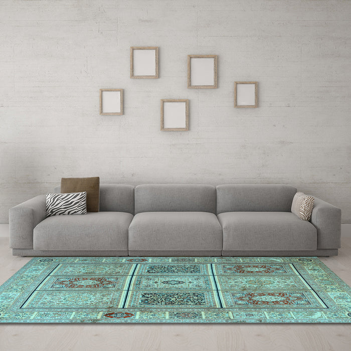 Machine Washable Persian Light Blue Traditional Rug in a Living Room, wshtr2100lblu