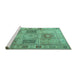 Sideview of Machine Washable Persian Turquoise Traditional Area Rugs, wshtr2100turq