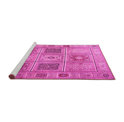 Sideview of Machine Washable Persian Pink Traditional Rug, wshtr2100pnk