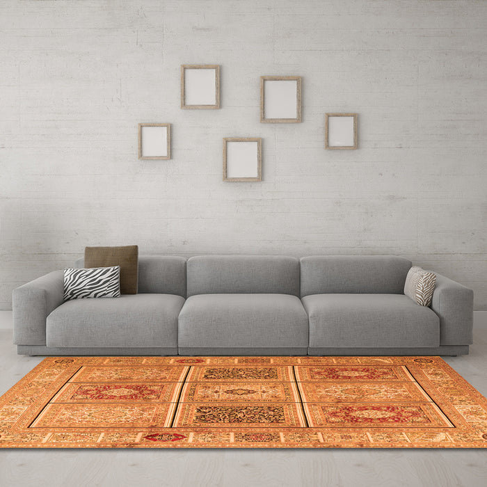 Machine Washable Persian Orange Traditional Area Rugs in a Living Room, wshtr2100org