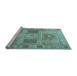 Sideview of Machine Washable Persian Light Blue Traditional Rug, wshtr2100lblu