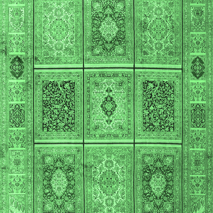 Machine Washable Persian Emerald Green Traditional Area Rugs, wshtr2100emgrn