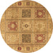 Round Persian Brown Traditional Rug, tr2100brn