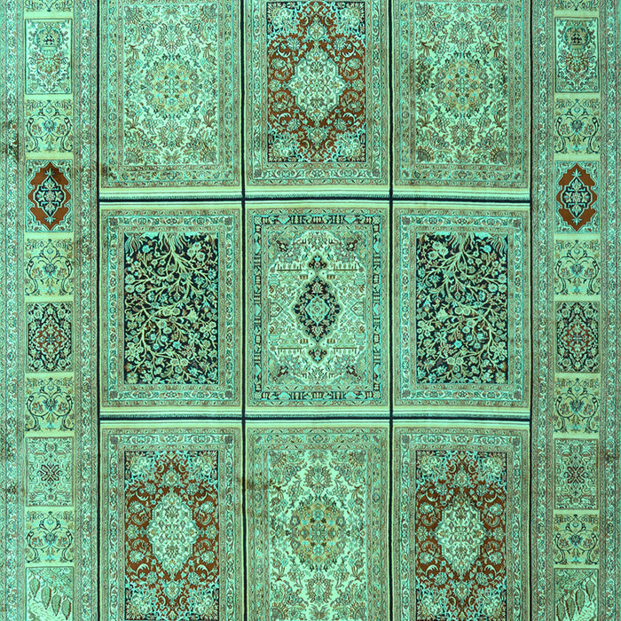 Machine Washable Persian Turquoise Traditional Area Rugs, wshtr2100turq