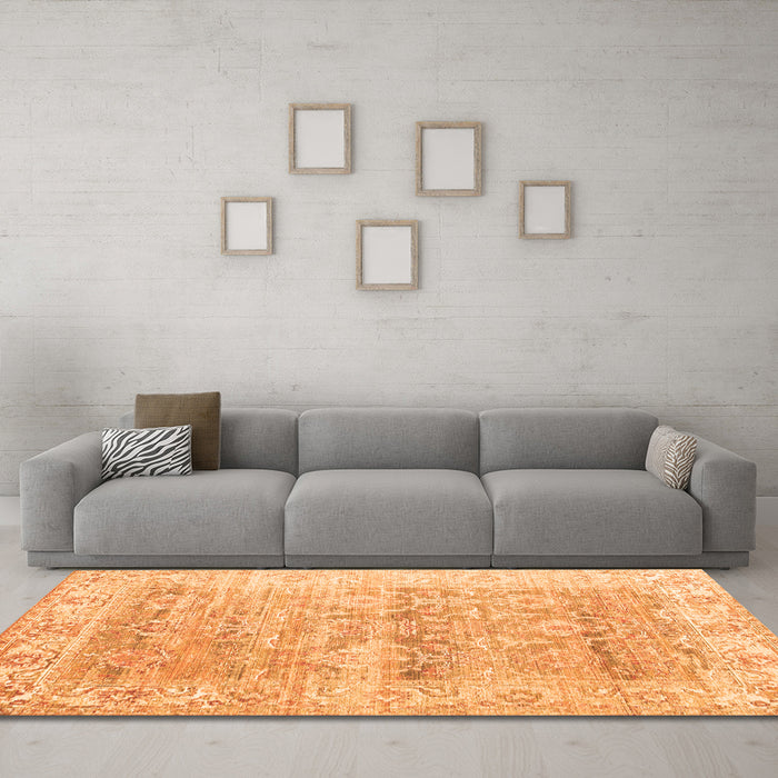 Machine Washable Persian Orange Traditional Area Rugs in a Living Room, wshtr2101org