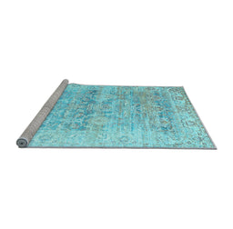 Sideview of Machine Washable Persian Light Blue Traditional Rug, wshtr2101lblu
