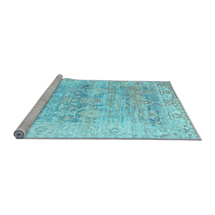 Sideview of Machine Washable Persian Light Blue Traditional Rug, wshtr2101lblu