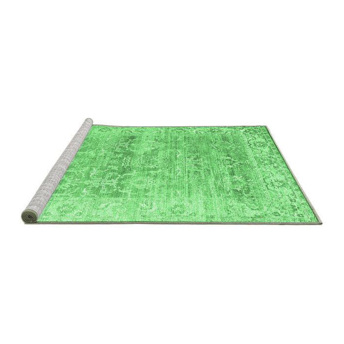 Sideview of Machine Washable Persian Emerald Green Traditional Area Rugs, wshtr2101emgrn