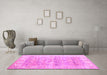 Machine Washable Persian Pink Traditional Rug in a Living Room, wshtr2101pnk