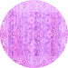 Round Persian Purple Traditional Rug, tr2101pur