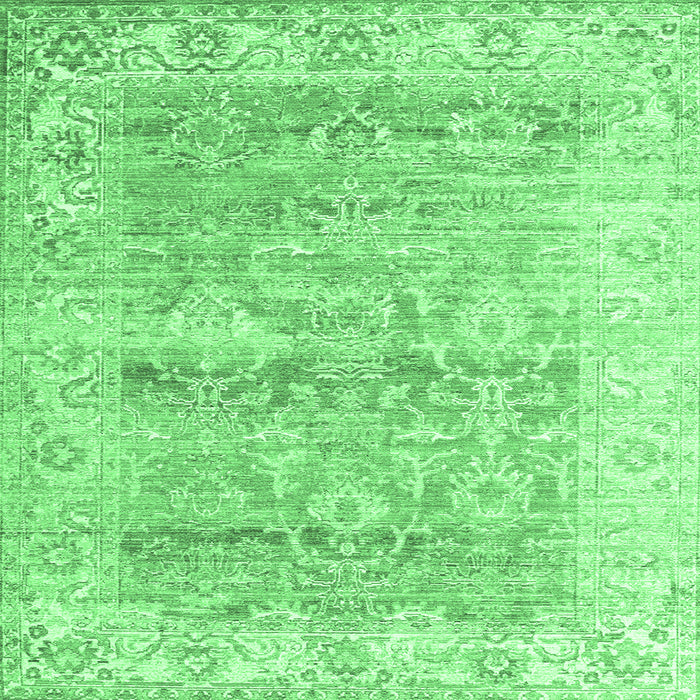 Square Machine Washable Persian Emerald Green Traditional Area Rugs, wshtr2101emgrn
