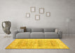 Machine Washable Persian Yellow Traditional Rug in a Living Room, wshtr2101yw