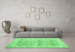 Machine Washable Persian Emerald Green Traditional Area Rugs in a Living Room,, wshtr2101emgrn