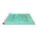 Sideview of Machine Washable Persian Turquoise Traditional Area Rugs, wshtr2101turq