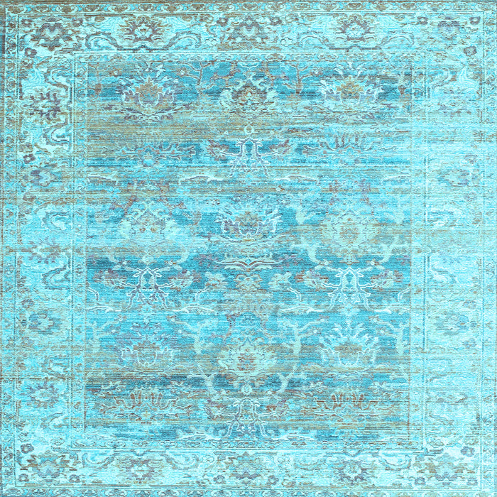 Square Machine Washable Persian Light Blue Traditional Rug, wshtr2101lblu