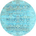 Round Persian Light Blue Traditional Rug, tr2101lblu