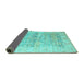 Sideview of Persian Turquoise Traditional Rug, tr2101turq