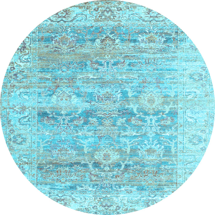 Round Machine Washable Persian Light Blue Traditional Rug, wshtr2101lblu