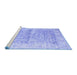 Sideview of Machine Washable Persian Blue Traditional Rug, wshtr2101blu