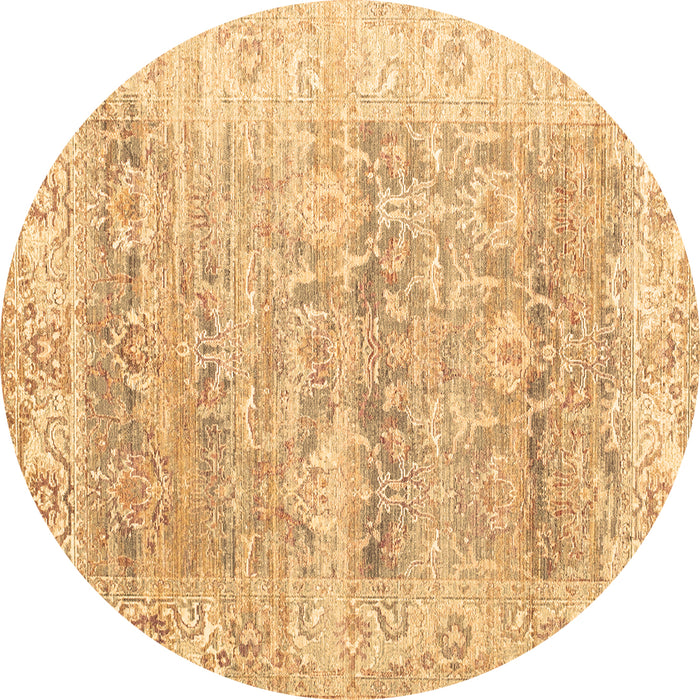 Round Persian Brown Traditional Rug, tr2101brn