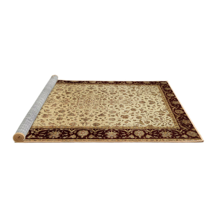 Sideview of Machine Washable Traditional Saddle Brown Rug, wshtr2102