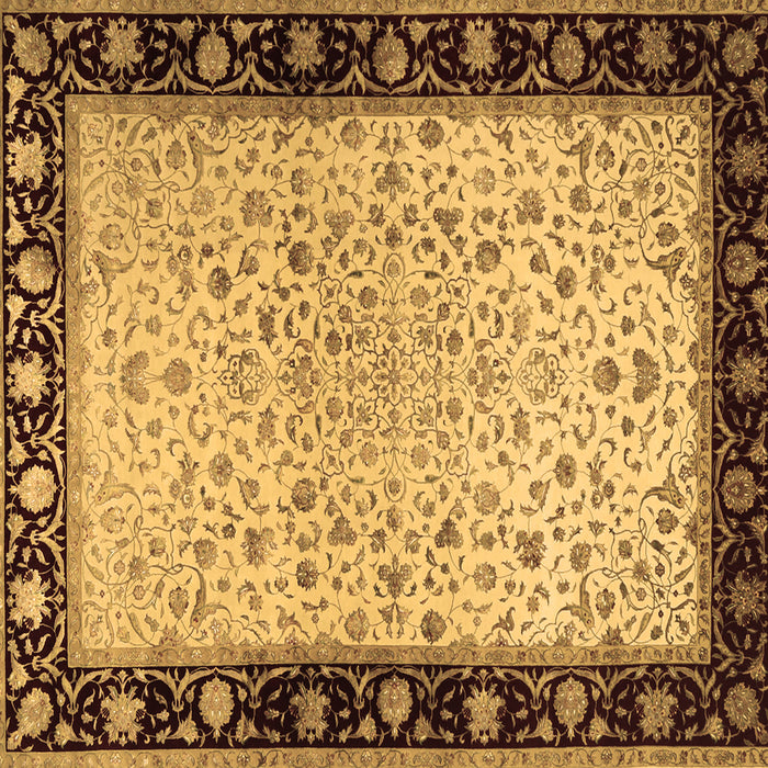 Square Machine Washable Oriental Brown Traditional Rug, wshtr2102brn