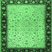 Square Oriental Emerald Green Traditional Rug, tr2102emgrn