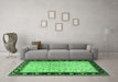 Machine Washable Oriental Emerald Green Traditional Area Rugs in a Living Room,, wshtr2102emgrn